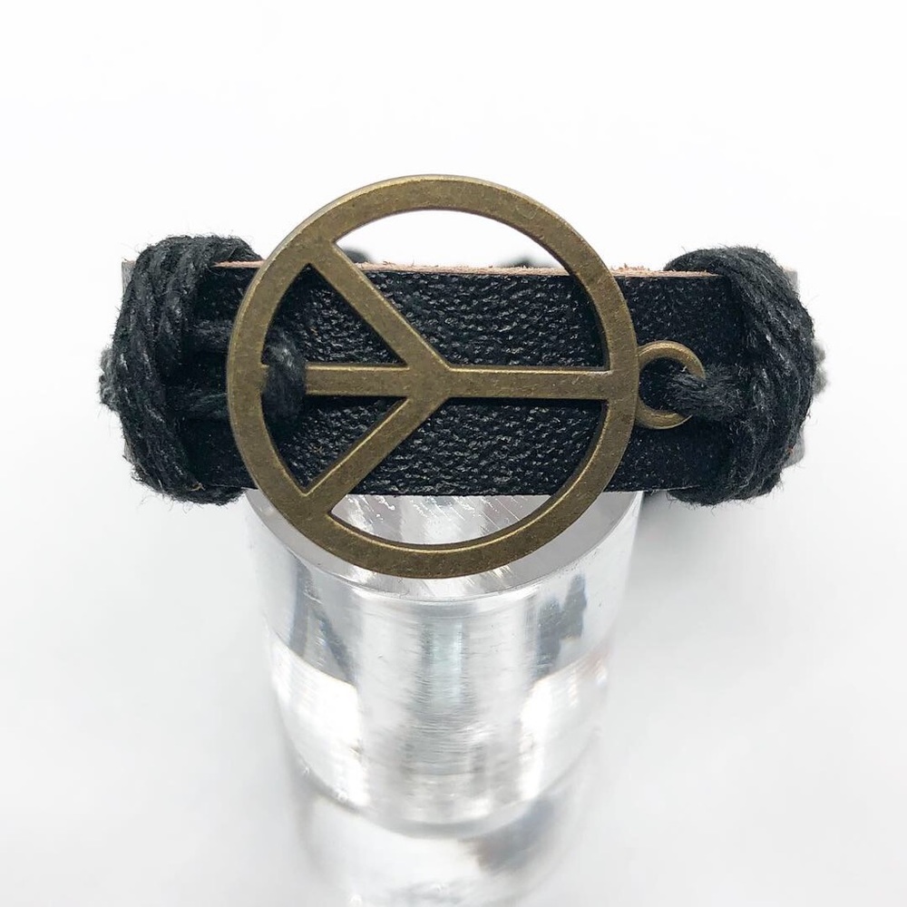 Black leather bracelet.